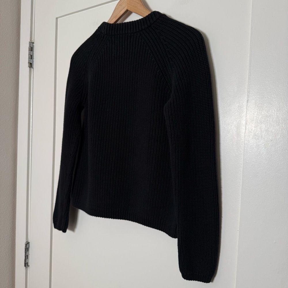 Quince Sweater Womens Sz S Black Fisherman Chunky Knit Crewneck Organic Cotton - Picture 6 of 11